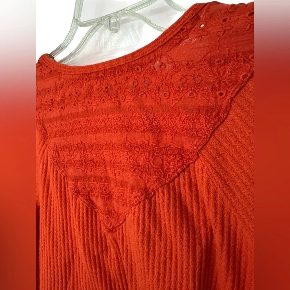 Free People Parisian Nights Blouse Top Vermillion